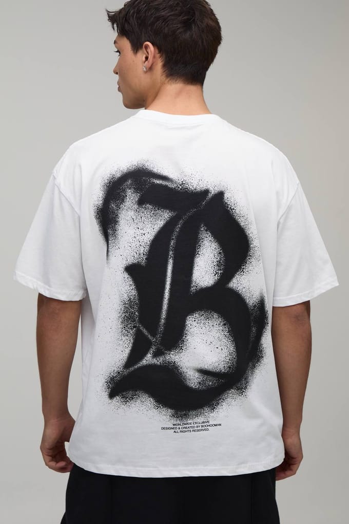 Wit Oversized T-shirt Met Graffiti Print | White | Size Medium