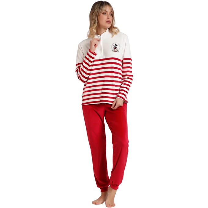 Gestreepte pyjama met lange mouwen voor dames Disney King Mickey