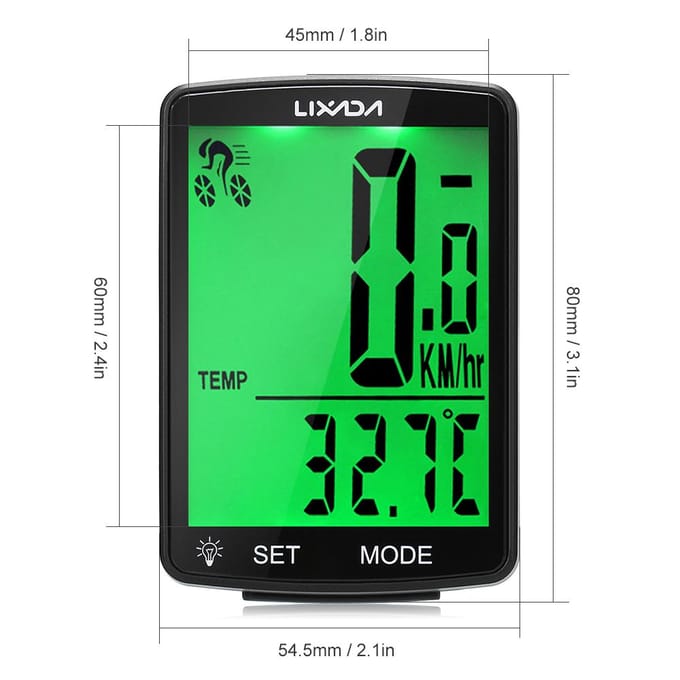 LIXADA Draadloze Fietscomputer Multifunctioneel LCD-scherm Fietscomputer Mountainbike White Shell