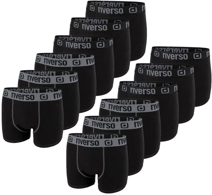 riverso Heren Boxershorts RIVOle 12 Pack Zwart S Geen krassend label