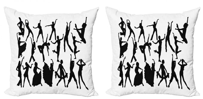ABAKUHAUS Kussenhoezen Set – Zwart & Wit, 45x45 cm – Dubbelzijdig bedrukt, Rits