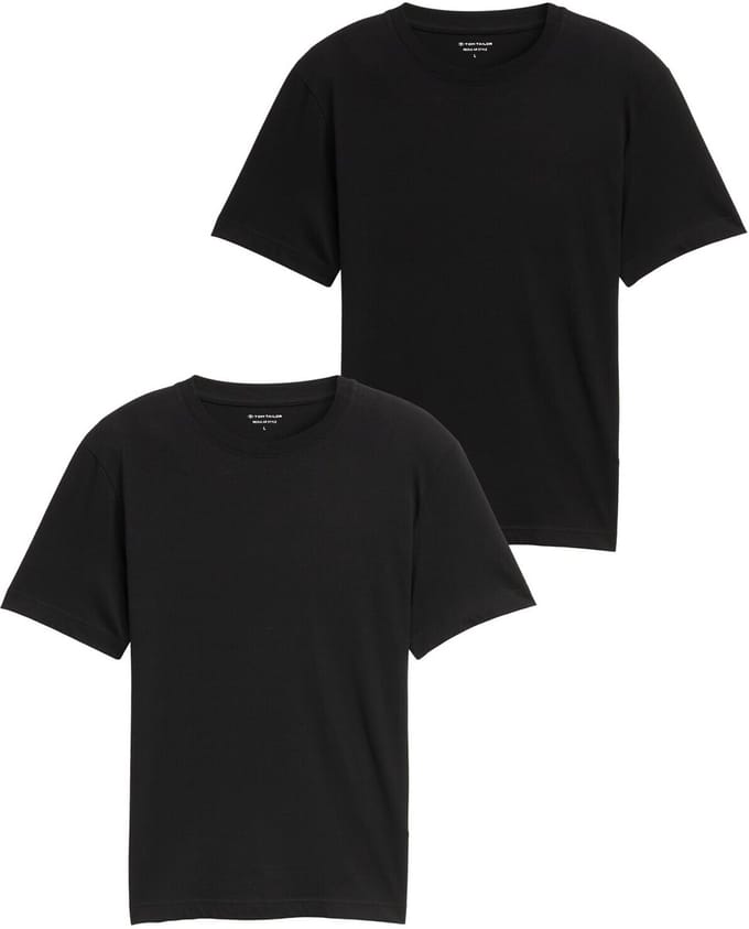 Tom Tailor - Katoenen T-shirts in een set van 2 - Maat S - Black