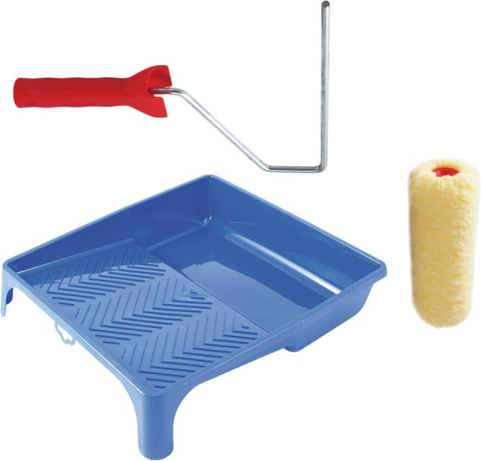 Verfroller anti spat lakroller schilderset met beugel en verfbak 25 cm