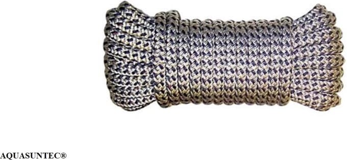Landvastlijn 14 mm | 14 m | Zwart/Wit met Oog | Polyester Boot Touw 1400 kg tot 12m Boot