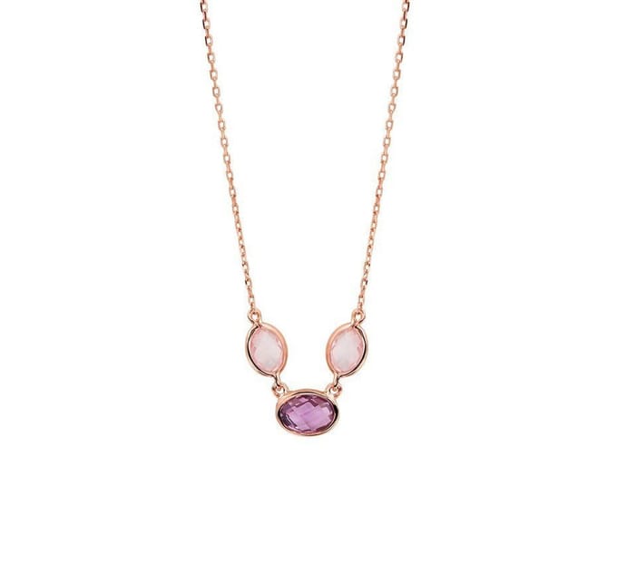 Zilver Rosé Verguld Collier amethyst+roze kw 0 2401031