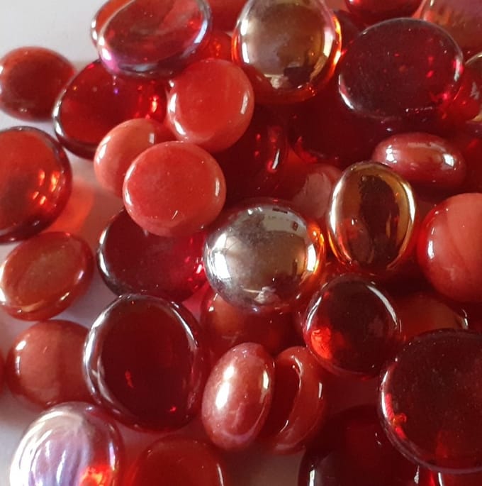 Mini Glas Nuggets Mozaiek Steentjes 250 gram Rood mix