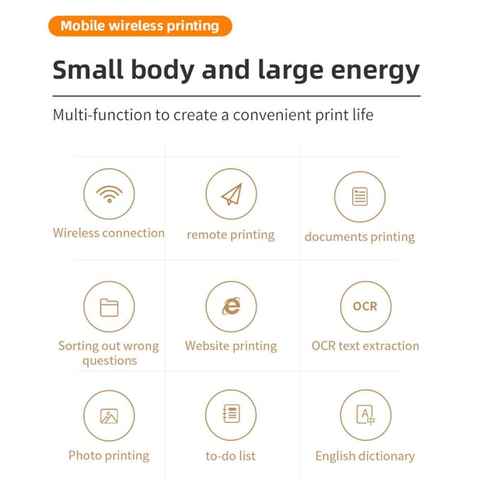 A4 draagbare papierprinter Thermisch printen Draadloos BT Connect Compatibel met iOS en Android wit