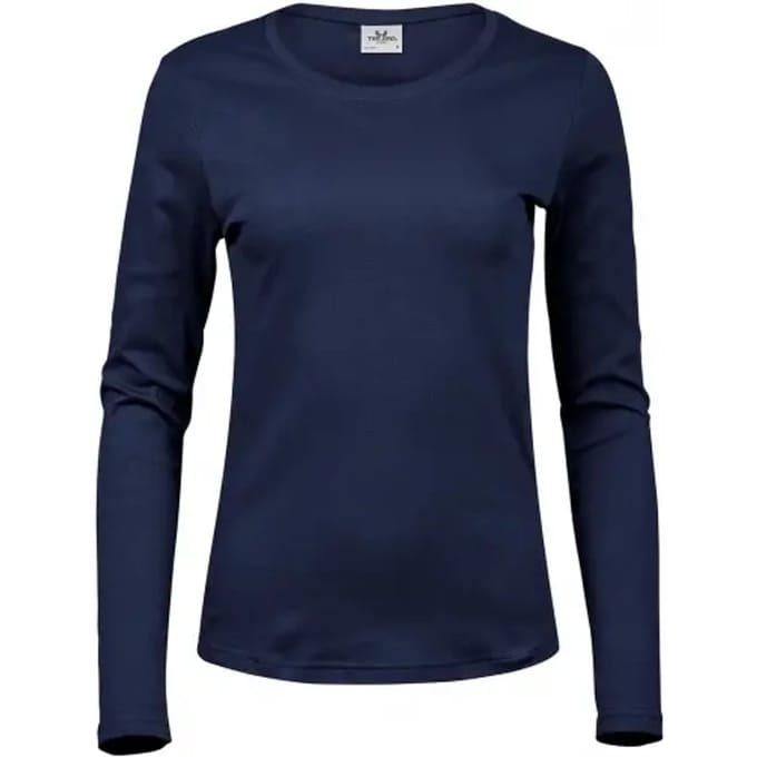 Tee Jays - Dames Interlock T-shirt lange mouwen - Navy maat M