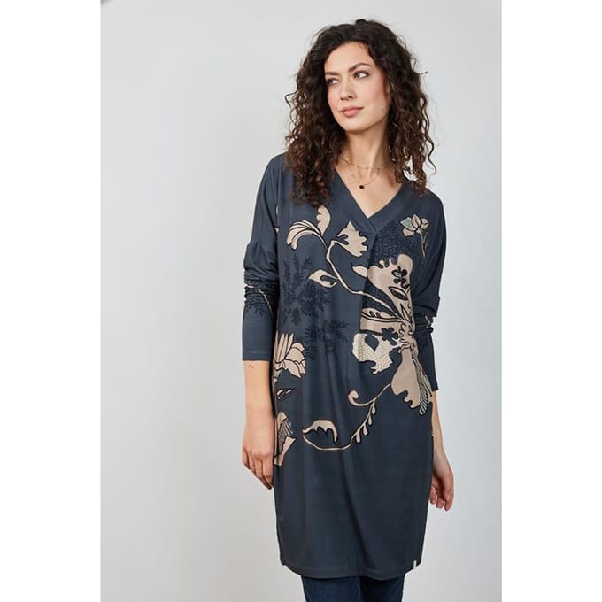Loose dress Indy print Grey Ensemble panel