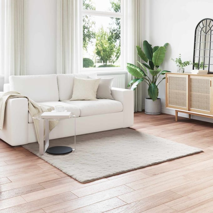 vidaXL - Antislip - vloerkleed - van - imitatie - konijnenbont - OLITE - Beige
