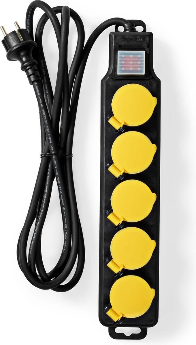 Stekkerdoos buiten - 5-voudig - 16 A - 230 V - 3 meter - Zwart - Allteq