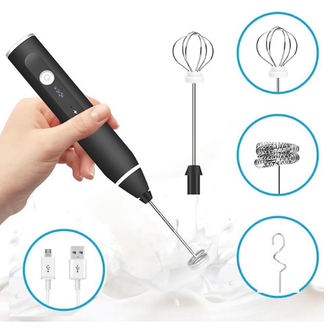 Melkopschuimer USB Oplaadbaar Mini Handheld Elektrische Blender Mixer Klopper Drankmixer voor Cappuccino L(for 6.5-9kg) wit