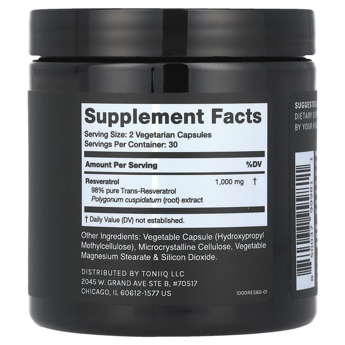 Toniiq, Resveratrol 1.000, 60 Capsules