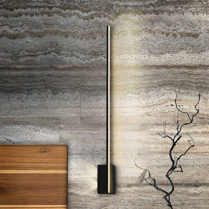 Schuller Valencia LED wandlamp Stick, hoogte 80 cm, zwart, metaal