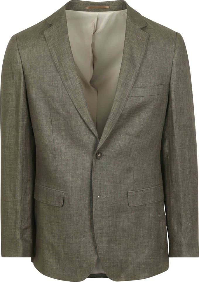 Suitable Blazer Linnen Panama Olijfgroen - Maat 54 - Heren blazer