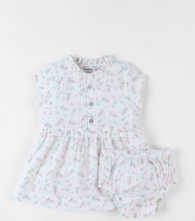 Noukie's - Jurk + Bloomer - Bloemen - Ecru - 3 maand 62