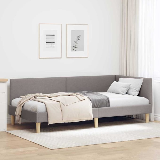 vidaXL - Hoek - Bed - Frame - Taupe - 80 - x - 200 - cm - Stof