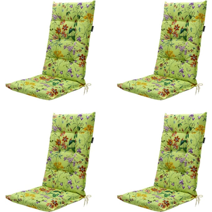 Madison - Tuinstoelkussen Hoge Rug Milly green - Ca. 123x50 cm - Set van 4