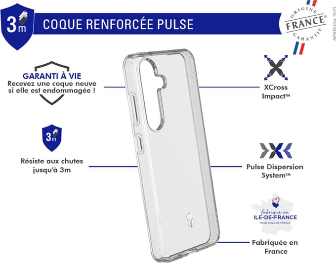 Force Case, Hoesje geschikt voor Galaxy S24 Plus - PULSE Versterkt met 3D Inserts & Anti-Shock, Transparant
