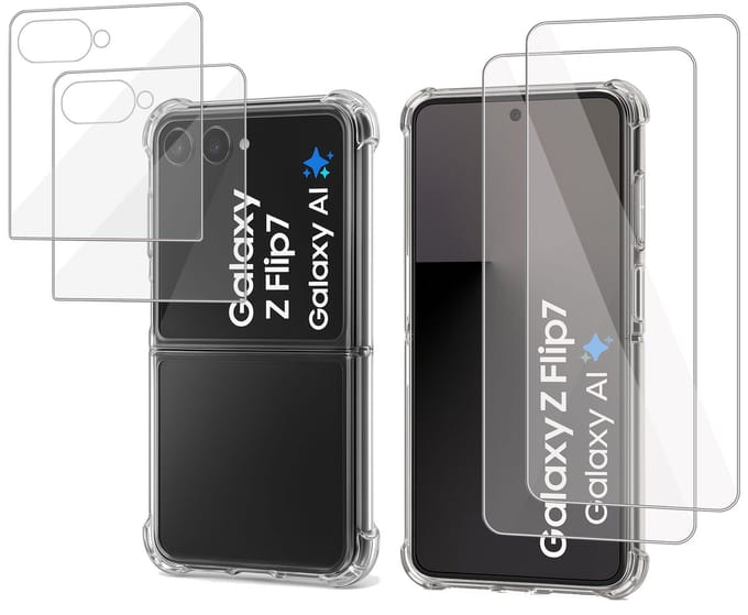 ChiGuard Hoesje & 2x Screenprotector geschikt voor Samsung Galaxy Z Flip 7 Hoesje Screenprotector - Shock Proof Case - Transparant