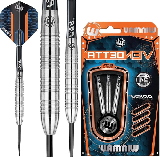 24 Gram Professional Steeltip Tungsten dartset - Vendetta flights en schachten