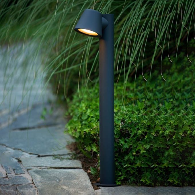 Lucide DINGO-LED - Sokkellamp - LED Dimbaar - GU10 - 1x5W 3000K - IP44 - Antraciet