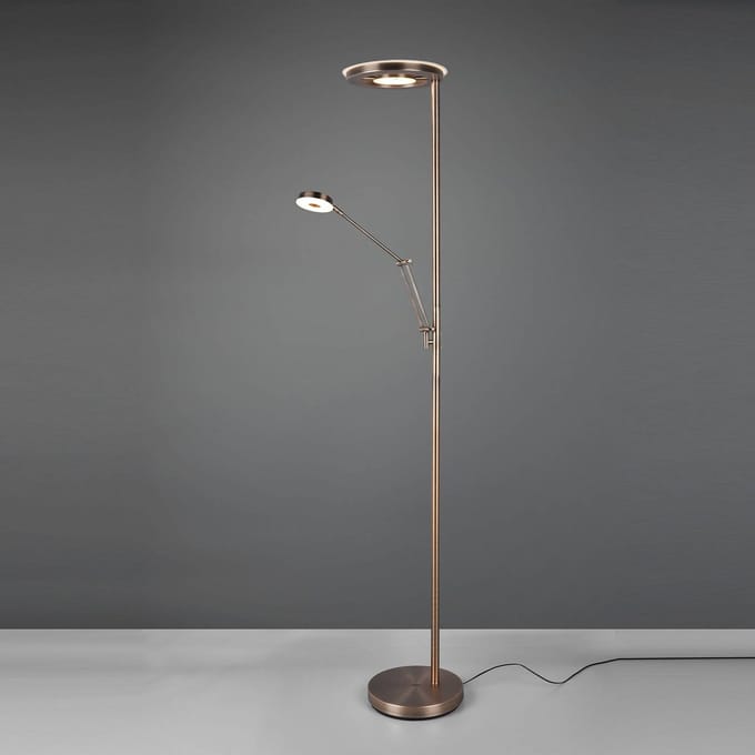 Trio Lighting LED uplighter Barrie met leeslampje oud messing