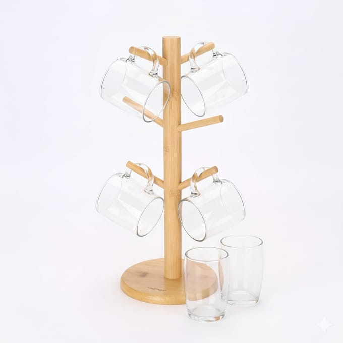 Cheffinger Glazenhouder - Bamboe - Voor 6 Glazen