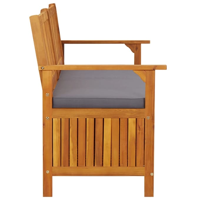 vidaXL - Opbergbankje - met - kussen - 148 - cm - massief - acaciahout