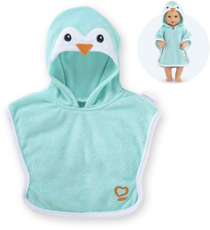 Kleding voor poppen badcape pingouin voor babypop Corolle 36 cm