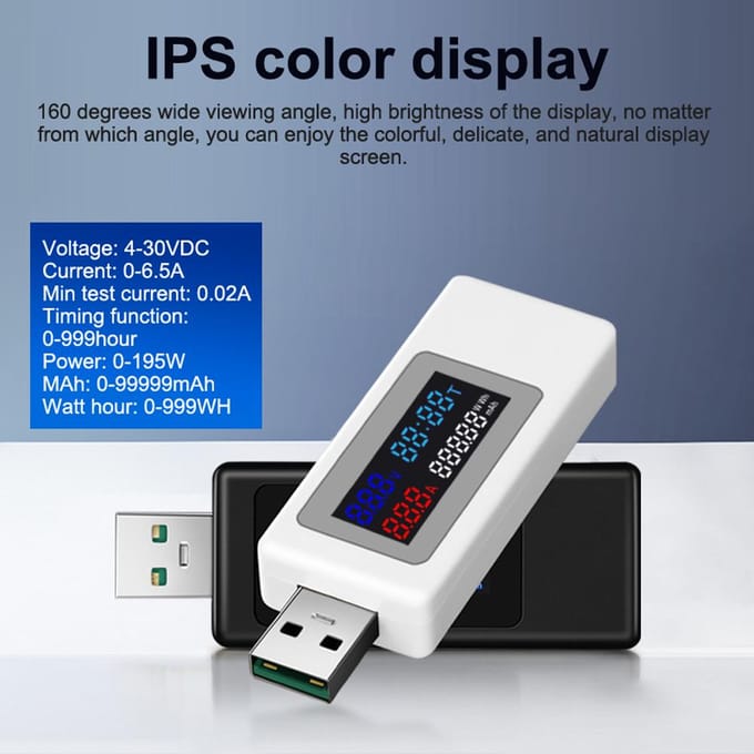 KWS-V30 USB-vermogensmetertester 6in1 Stroomspanning Timing Vermogen Capaciteit Elektrische hoeveelheidstester
