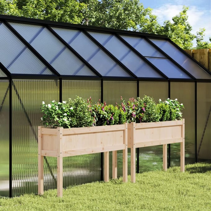 vidaXL - Plantenbakken - met - poten - 2 - st - massief - grenenhout