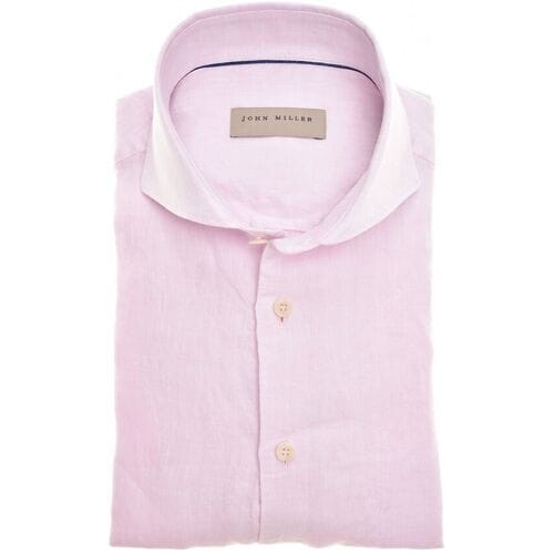John Miller Overhemd Luxury Linen Licht Roze / male