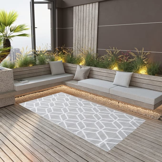 vidaXL - Buitenkleed - ARAKIL - 160x230 - cm - PP - grijs