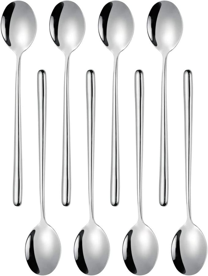 Set van 8 RVS Soeplepels met Lange Steel - Aziatische Stijl Eetlepels