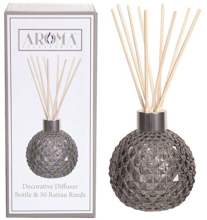 Geurstokjes - Woodbridge - Diffuser - Lege Glazen Geur Verspreider met 50 rotan stokjes (Grijs)