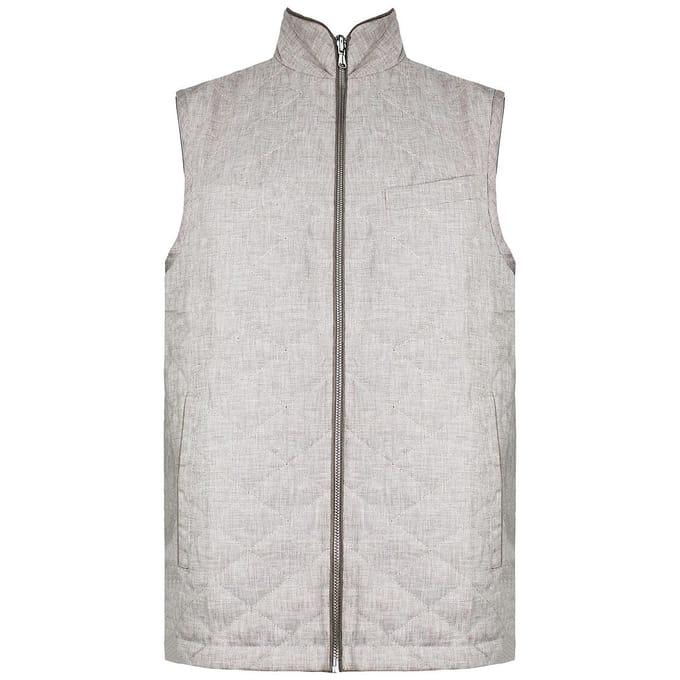 Hackett London Omkeerbaar Heren Beige Linnen Gilet