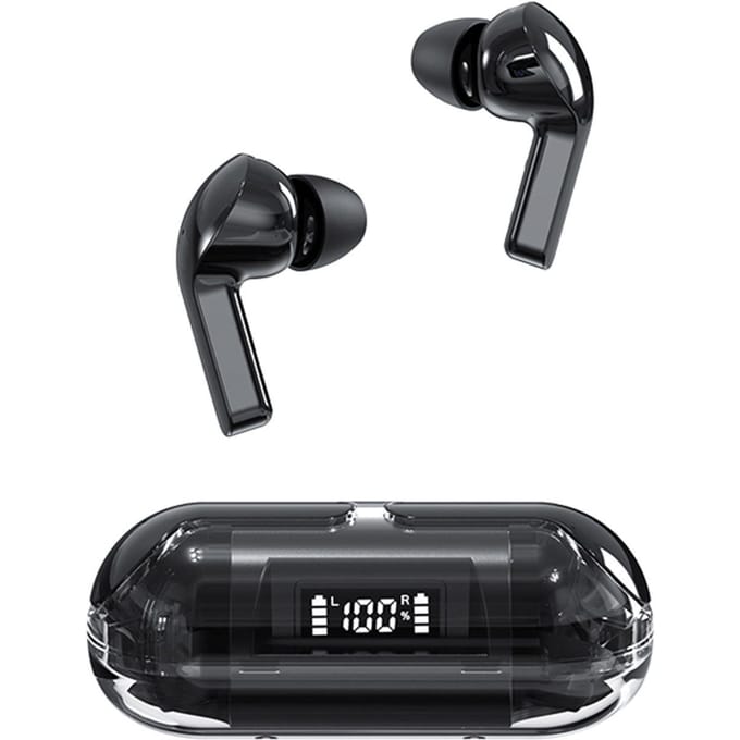 BT 5.3 Draadloze BT Clear Cover Hoofdtelefoon In-Ear Headset zwart