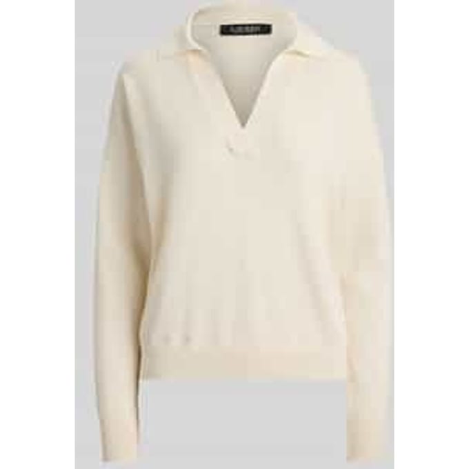 relaxed fit pullover van katoenmix met polokraag