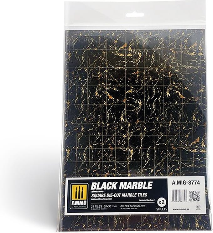 AMMO by Mig Jimenez Modelbouwpakket - MIG 8774 Marble Black - Square Die-cut Tiles - 2pcs Accessoires set - AMMO - Modelbouw