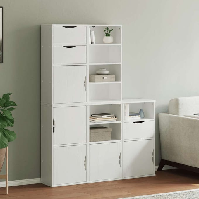 vidaXL - Bijzetkasten - 5 - st - ODDA - 40x24x79 - cm - massief - grenenhout - wit