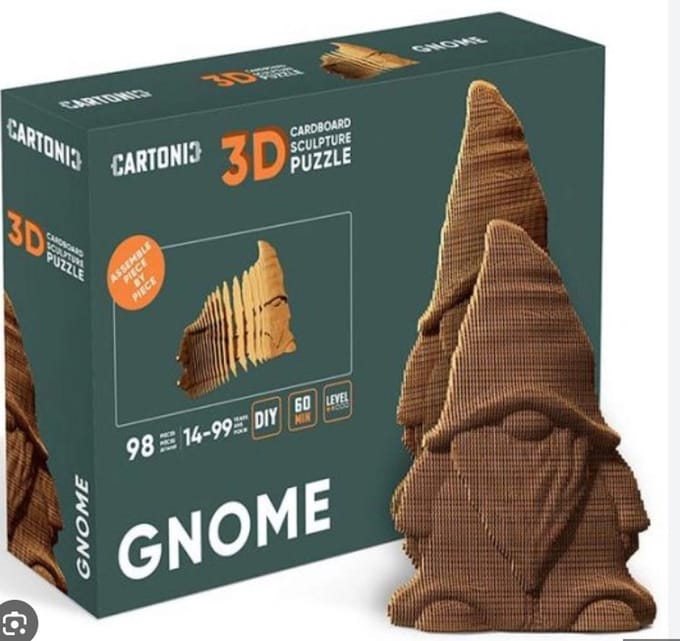CARTONIC- Gnome- 3D Puzzel-Speelgoed- Puzzel-DIY- Creatief- Karton- Kinderen en volwassen- 3D- puzzel- Kabouter