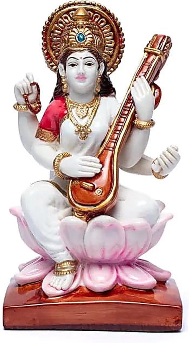 Saraswati Beeld - Saraswati met sitar - 19 cm