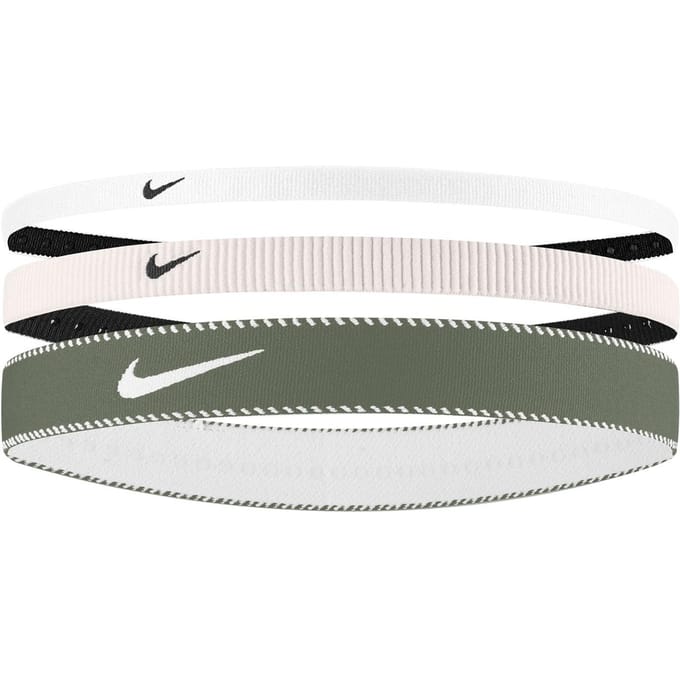 Nike Klassieke Gemengde Flexibele Hoofdband (Set van 3) (Lichtroze/Wit/Groen)