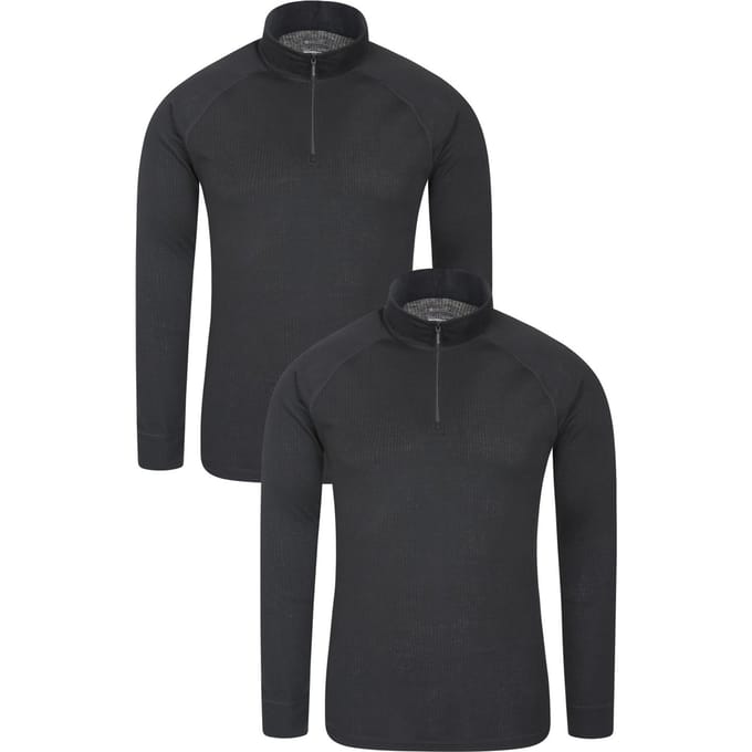 Mountain Warehouse Heren Talus Base Layer Top (Set van 2) (Zwart)