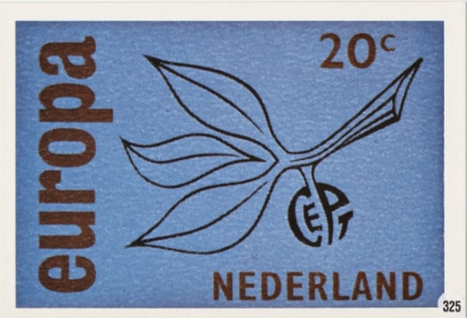 Briefkaart met afbeelding Europa-zegels – C.E.P.T. postzegel