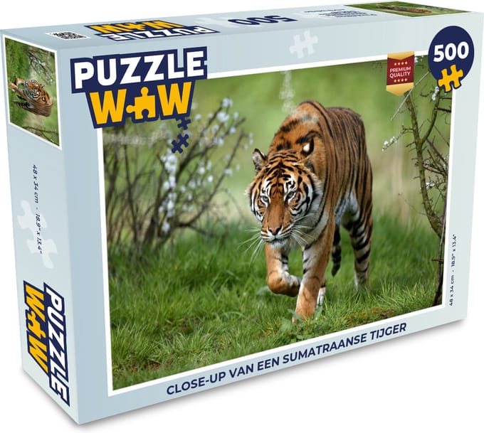Puzzel Close-up van een Sumatraanse tijger - Legpuzzel - Puzzel 500 stukjes