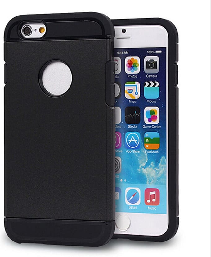 Peachy Zwart Shockproof hoesje geschikt voor iPhone 6 Plus 6s Plus Zeer stevige TPU case