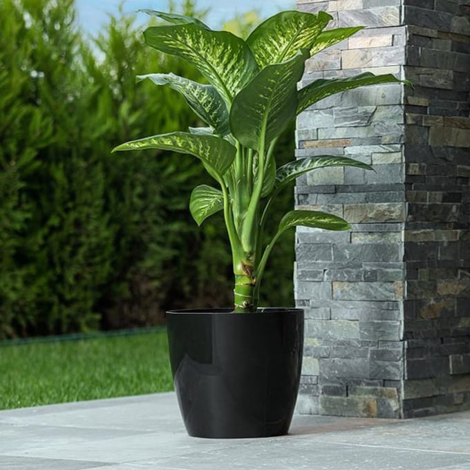 Luxueuze sierpot Zwarte Smartpot 'Ruby' Bloempot met drainage 22L