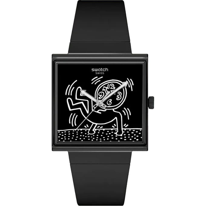 SWatch So34z103 Keith Haring Break Free Break Loose Public Urethaan Horloge SO34Z103 gray